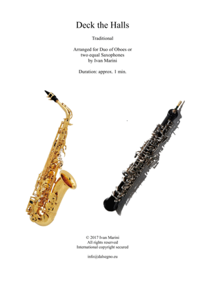 Book cover for Deck the Halls - Duet for Oboes or two equal Saxophones