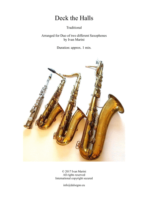 Book cover for Deck the Halls - Duet for any combination of different Saxophones