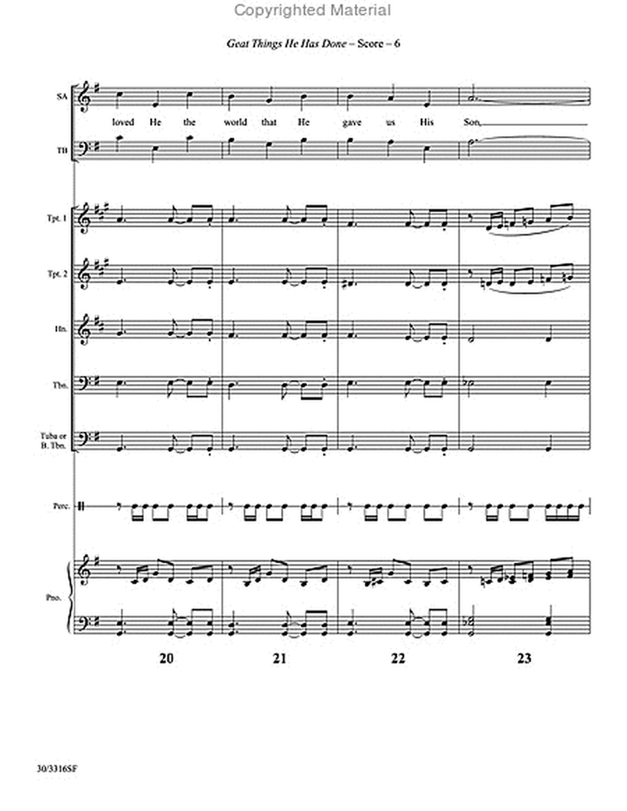 Great Things He Has Done - Brass and Percussion Score and Parts image number null