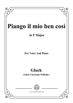 Gluck-Piango il mio ben così,from 'Orfeo ed Euridice',in F Major,for Voice and Piano