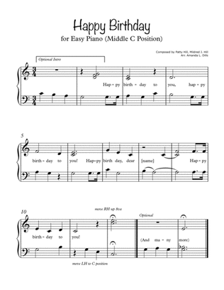 Book cover for Happy Birthday (Easy Piano--Middle C Position)