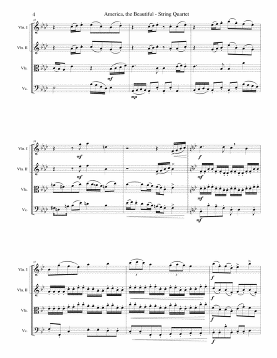 AMERICA, THE BEAUTIFUL (String Quartet/Score and Parts) image number null