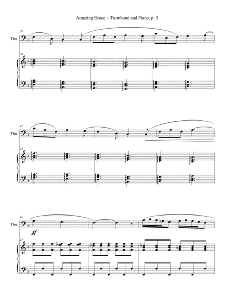 AMAZING GRACE Hymn Sonata (for Trombone and Piano with Score/Part) image number null