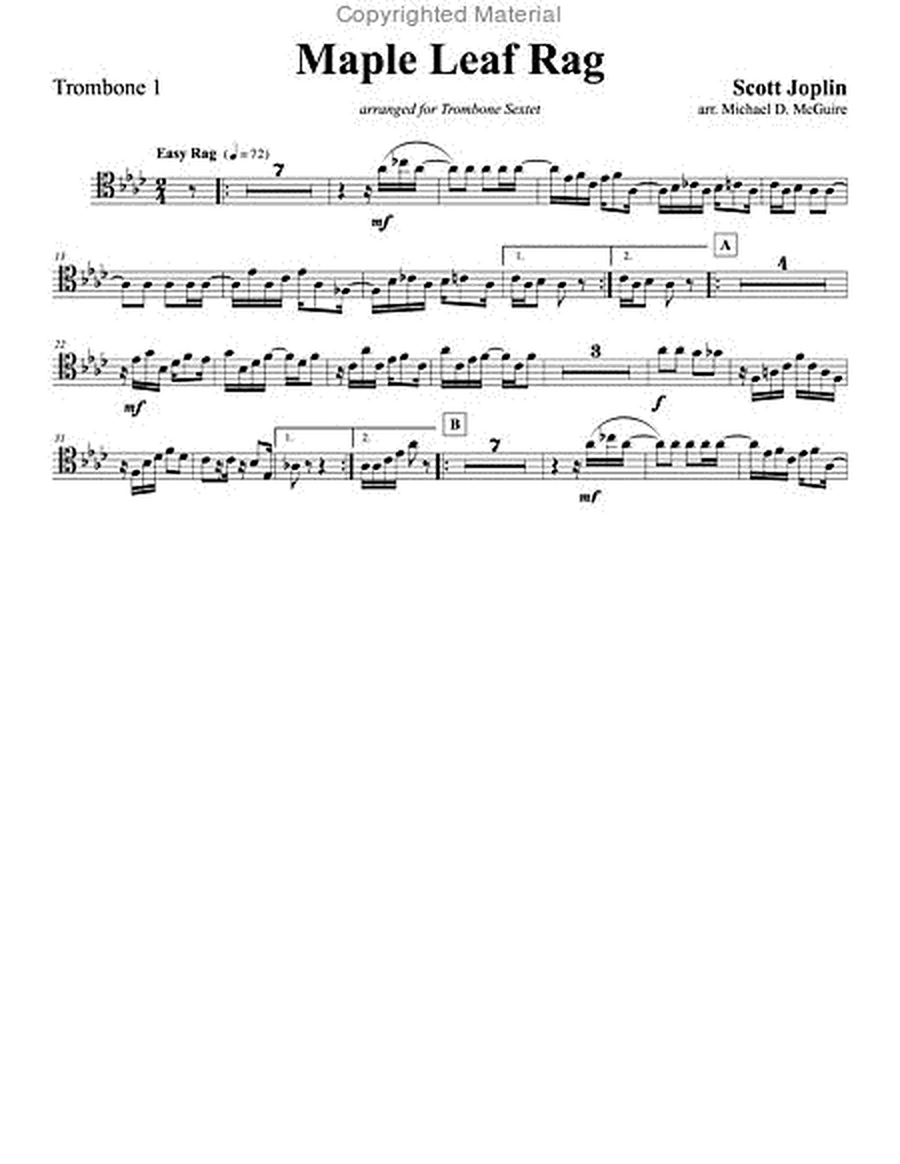 Maple Leaf Rag for Trombone Sextet