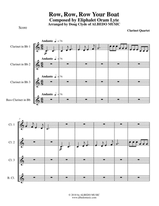 Book cover for Row, Row, Row Your Boat for Clarinet Quartet