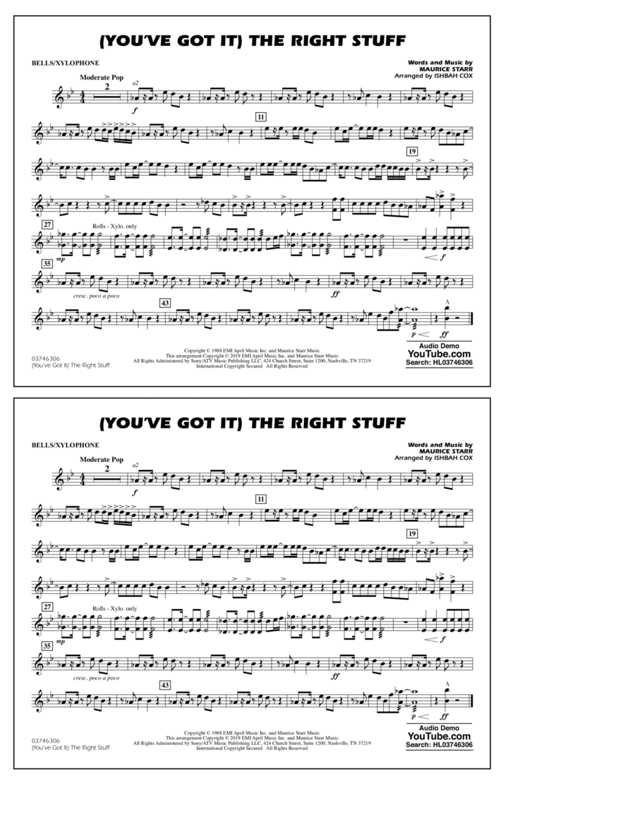 (You've Got It) The Right Stuff (arr. Ishbah Cox) - Bells/Xylophone