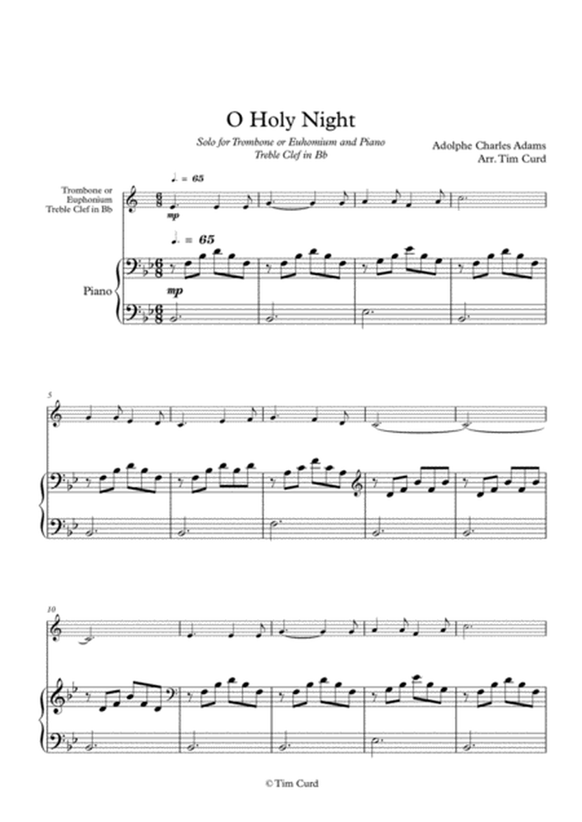 O Holy Night. For Solo Trombone/Euphonium in Bb (treble clef) and Piano image number null