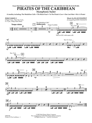 Book cover for Pirates Of The Caribbean (Symphonic Suite) (arr. John Wasson) - Percussion 2