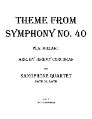 Book cover for Theme from Symphony No. 40 for Saxophone Quartet (SATB or AATB)