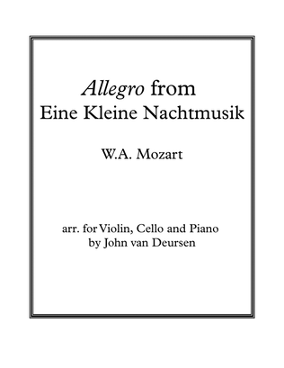 Book cover for Allegro from Eine Kleine Nachtmusik, for Violin, Cello and Piano