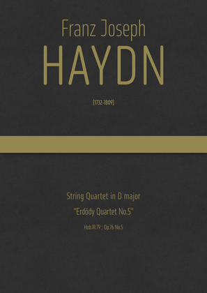 Book cover for Haydn - String Quartet in D major, Hob.III:79 ; Op.76 No.5 "Erdödy Quartet No.5"