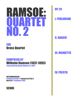 Book cover for Quartet No. 2 for Brass - Wilhelm Ramsoe, Op. 29