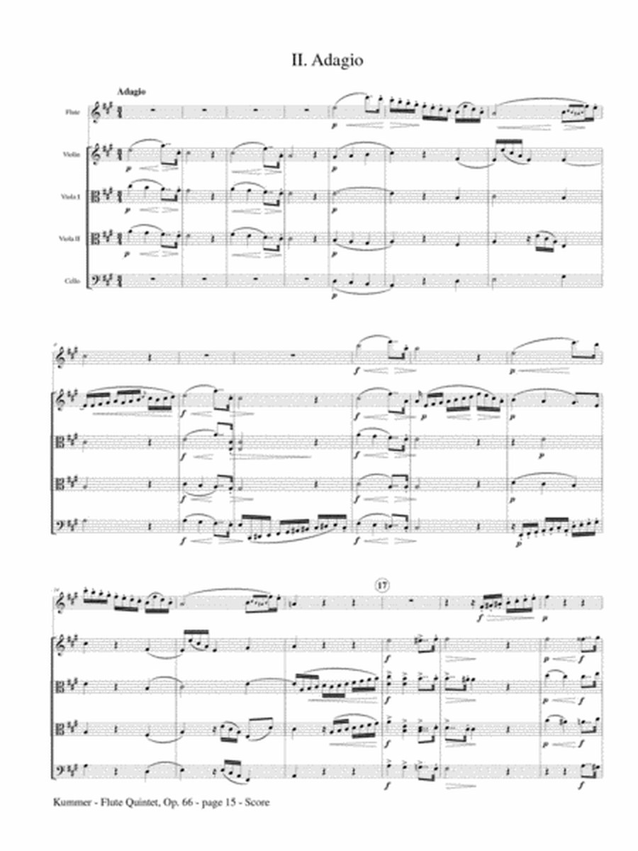 Flute Quintet, Op. 66, for Flute, Violin, Two Violas and Cello
