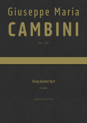 Book cover for Cambini - String Quintet No.9 in G minor