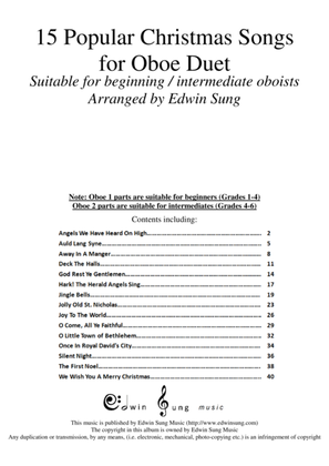 15 Popular Christmas Songs for Oboe Duet (Suitable for beginning / intermediate oboists)