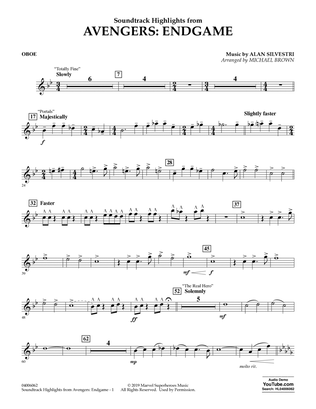 Book cover for Soundtrack Highlights from Avengers: Endgame (arr. Michael Brown) - Oboe