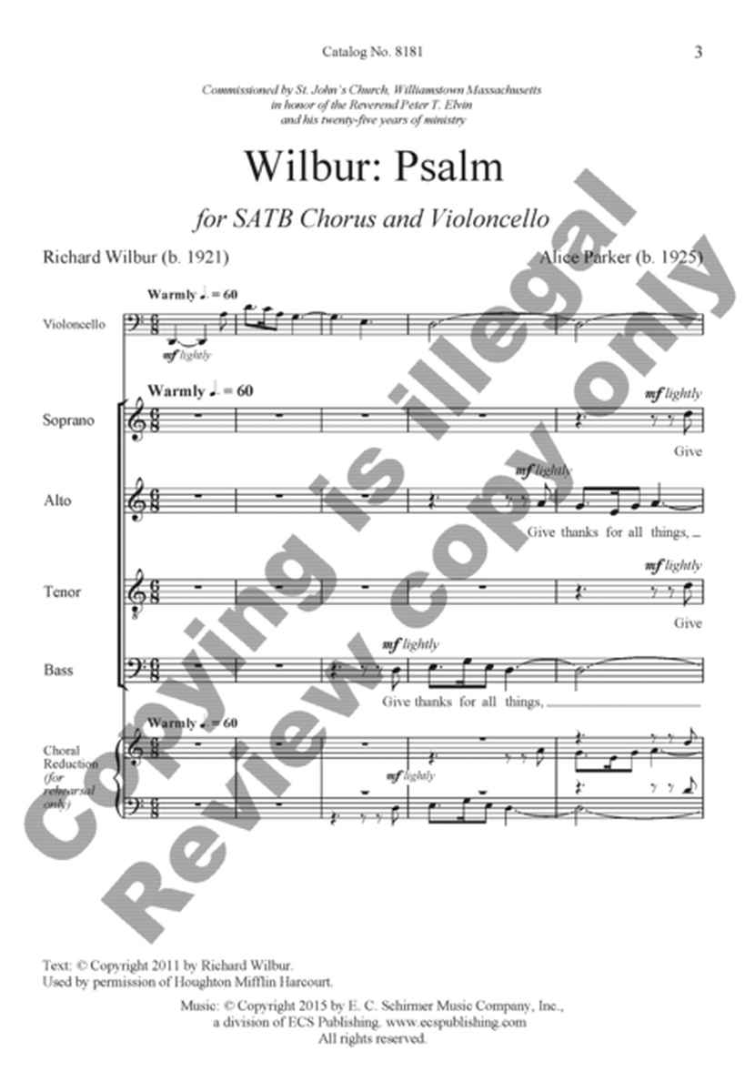 Wilbur: Psalm (Choral Score) image number null