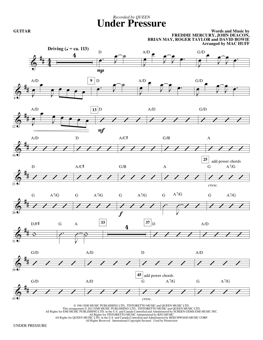 Under Pressure (arr. Mac Huff) - Guitar