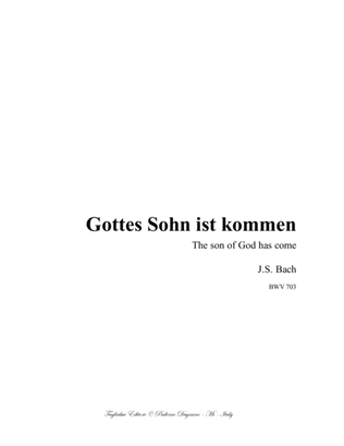 Book cover for GOTTES SOHN IST KOMMEN - BACH - BWV 703 - For organ