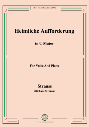 Book cover for Richard Strauss-Heimliche Aufforderung in C Major,for Voice and Piano