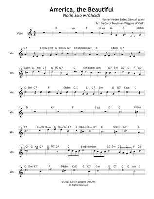 America, the Beautiful (Violin Solo & Chords)