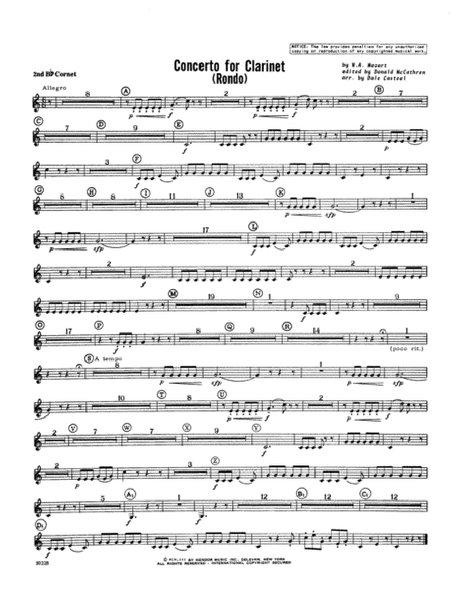 Concerto For Clarinet - Rondo (3rd Movement) - K.622 - Cornet 2