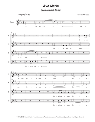 Book cover for Ave Maria (Madonna della Civita) (Vocal Quartet - (SATB)