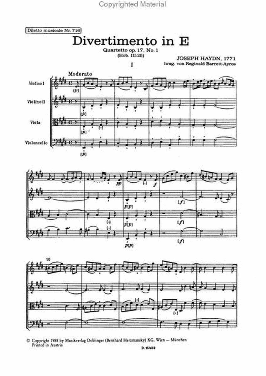 Streichquartett E-Dur op. 17 / 1