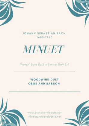 Book cover for Minuet BWV 814 Bach Woodwind Duet (Oboe and Basson)
