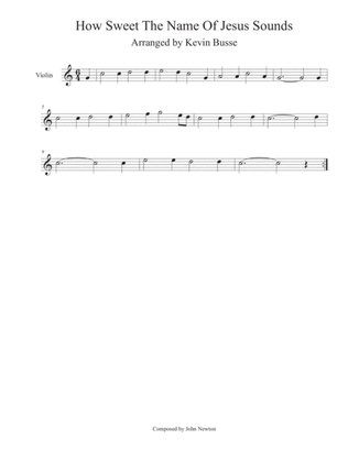 Book cover for How Sweet The Name Of Jesus Sounds - (Easy key of C) - Violin