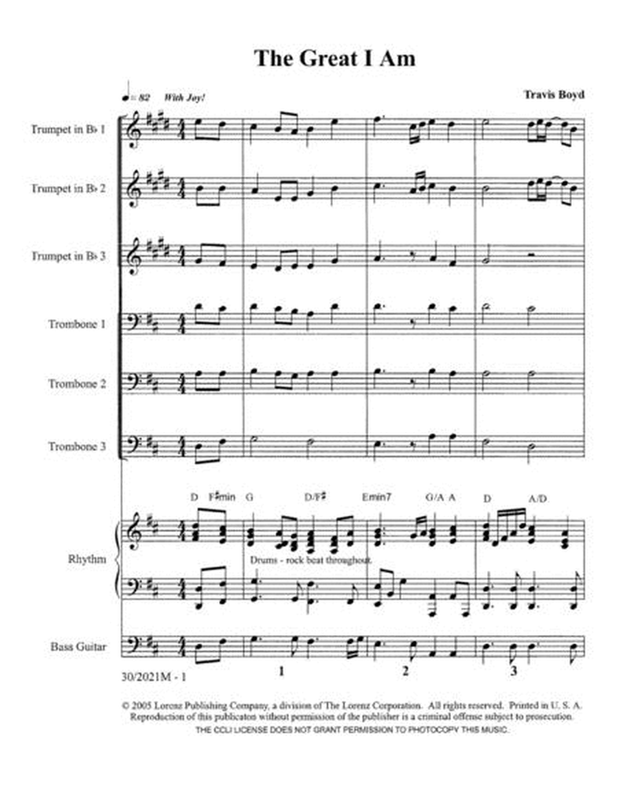 The Great I AM! - Brass and Rhythm Score and Parts