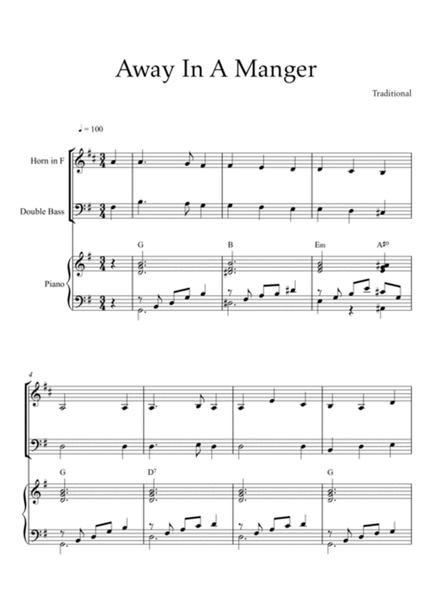 Traditional - Away In A Manger (Trio Piano, French Horn and Double Bass) with chords image number null