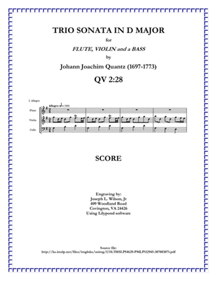 Book cover for Quantz Trio Sonata in G Major QV 2:28