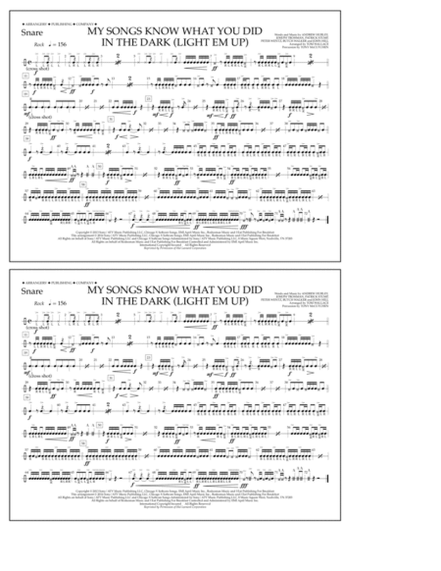 My Songs Know What You Did in the Dark (Light 'Em Up) - Snare