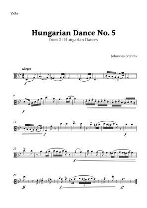 Book cover for Hungarian Dance No. 5 by Brahms for Viola Solo