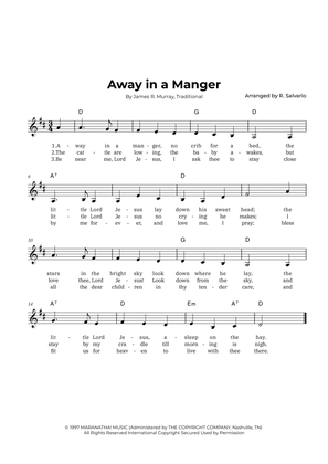 Book cover for Away in a Manger (Key of D Major)