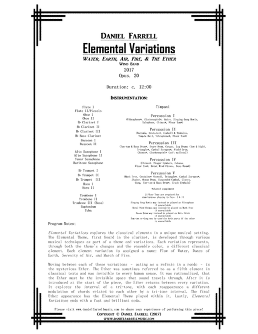 Elemental Variations - Wind Band (Op. 20)