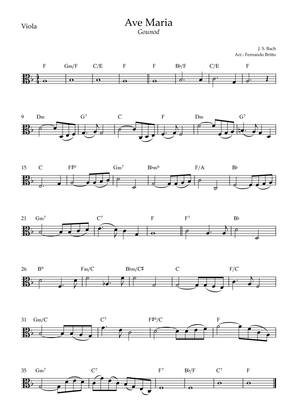 Ave Maria (Gounod) for Viola Solo with Chords (F Major)