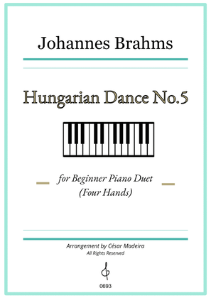 Hungarian Dance No.5 by Brahms - Easy Piano Four Hands (Individual Parts)