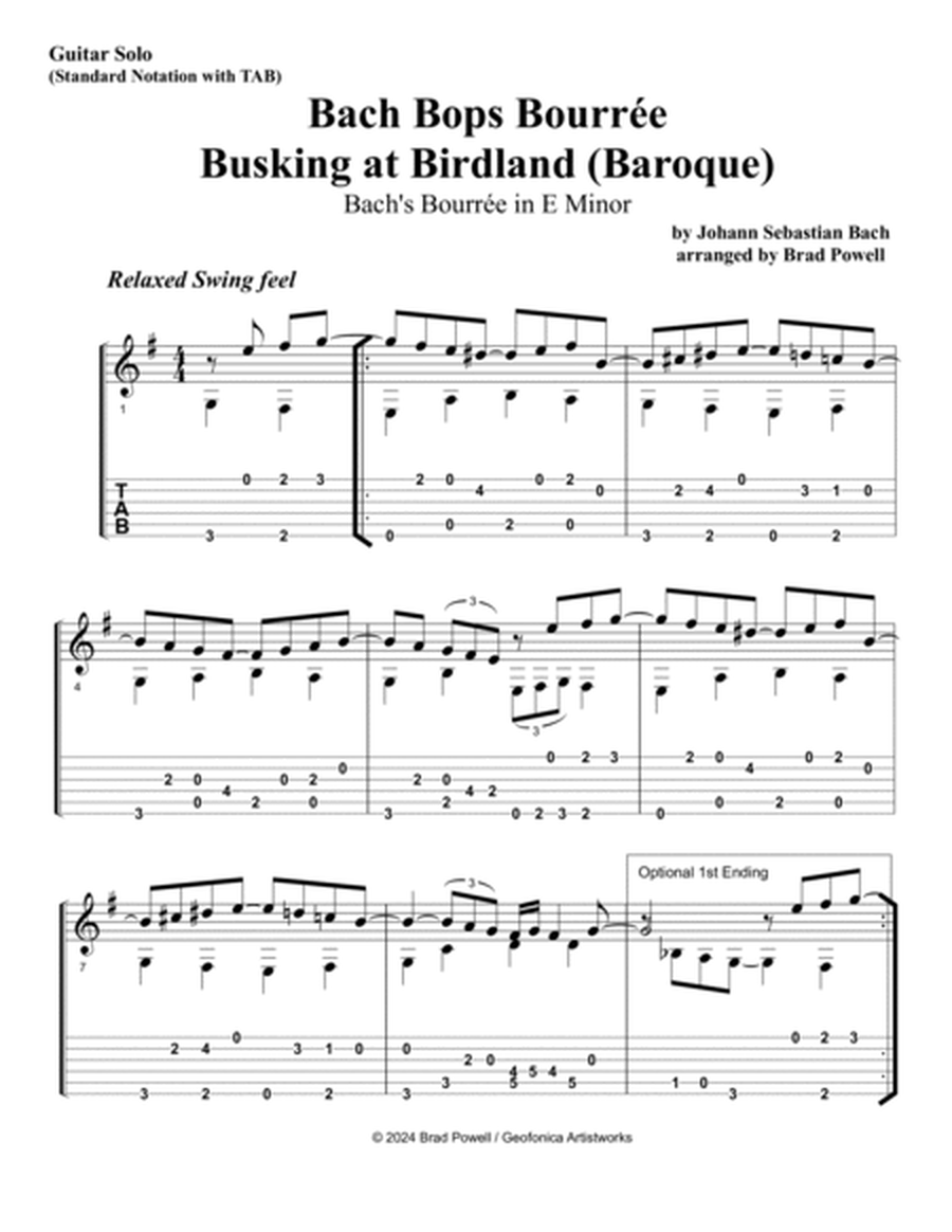 Bourrée in E minor (Bach Bops Bourrée Busking by Birdland, Baroque)