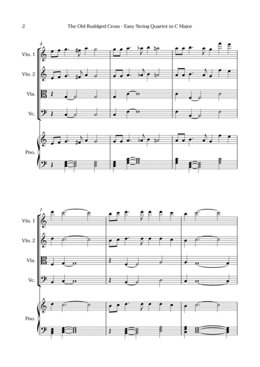 The Old Rugged Cross in C Major - Easy String Quartet with Piano Accompaniment image number null