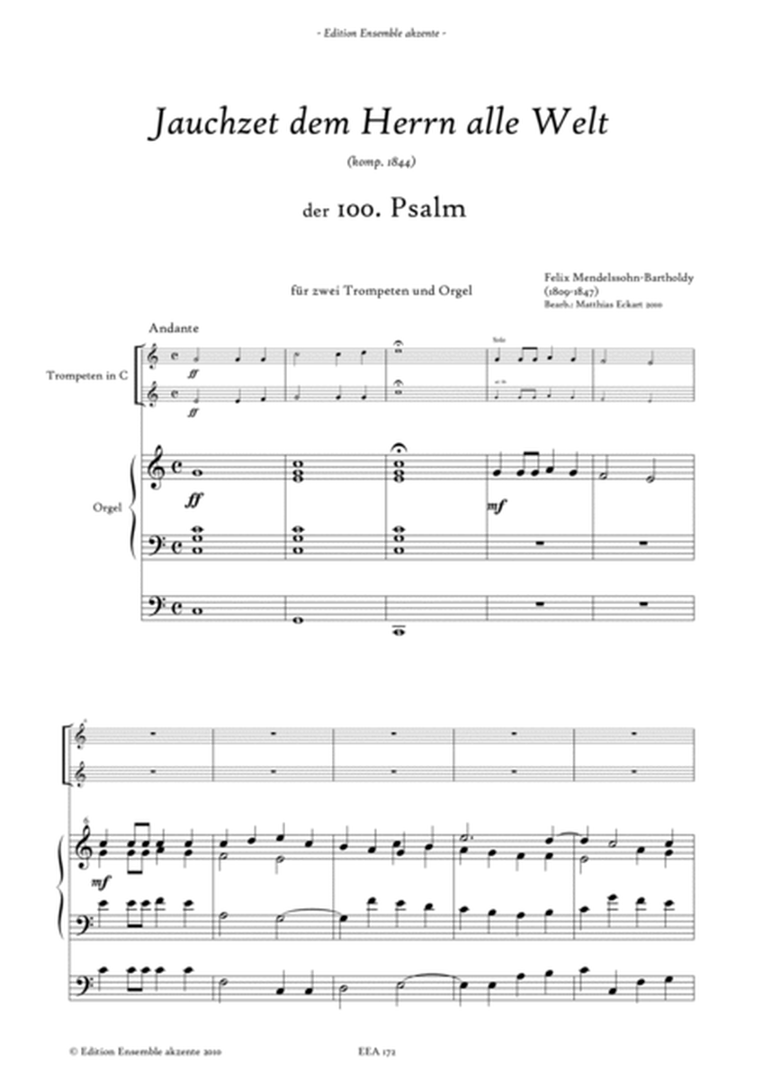 Shout out to the Lord, all the world - Psalm 100 - arrangement for two trumpets and organ