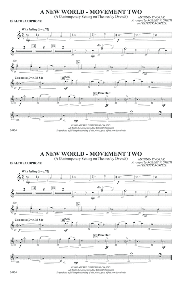 A New World---Movement Two: E-flat Alto Saxophone