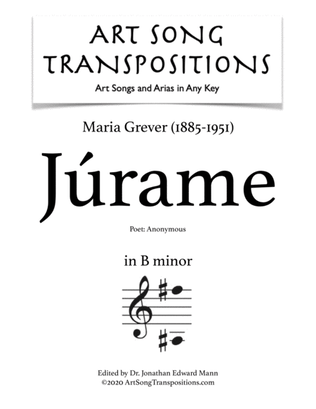 Book cover for GREVER: Júrame (transposed to B minor)