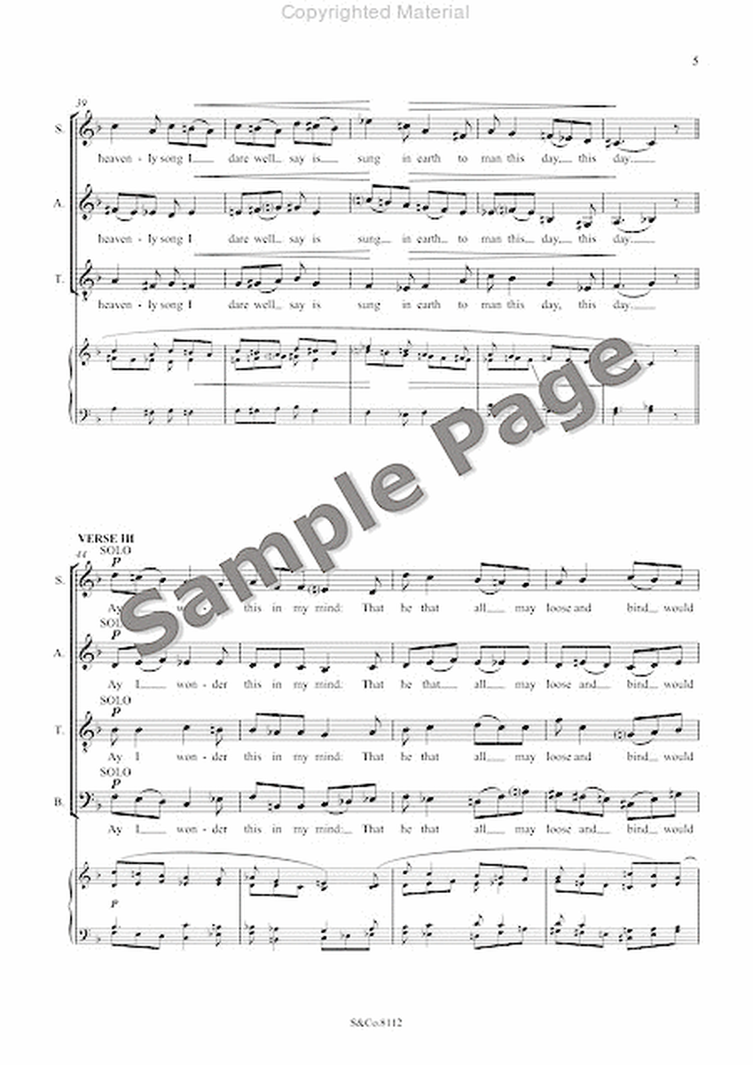 Carol: An Heavenly Song - Satb Chorus And Organ - Vocal Score