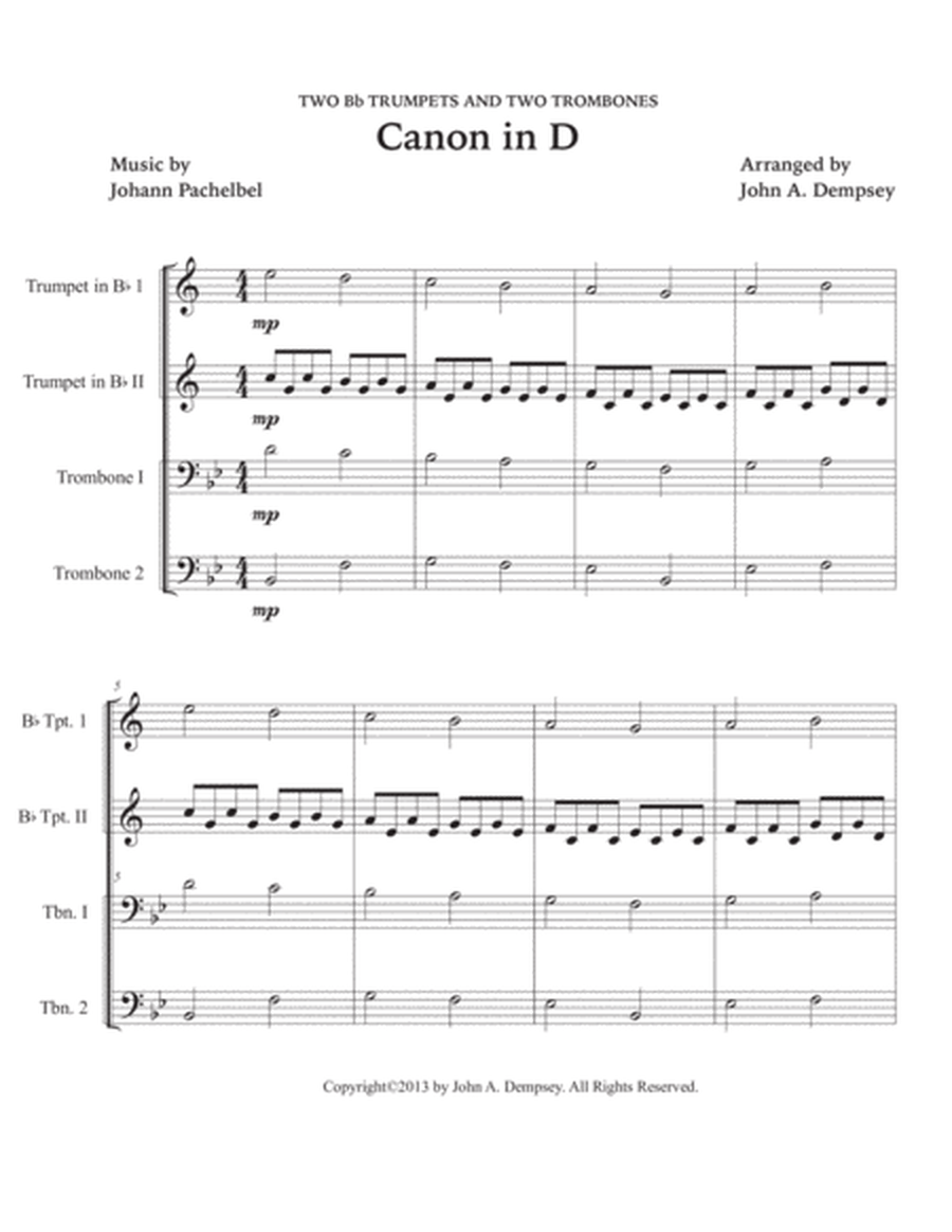 Canon in D (Brass Quartet): Two Trumpets and Two Trombones image number null