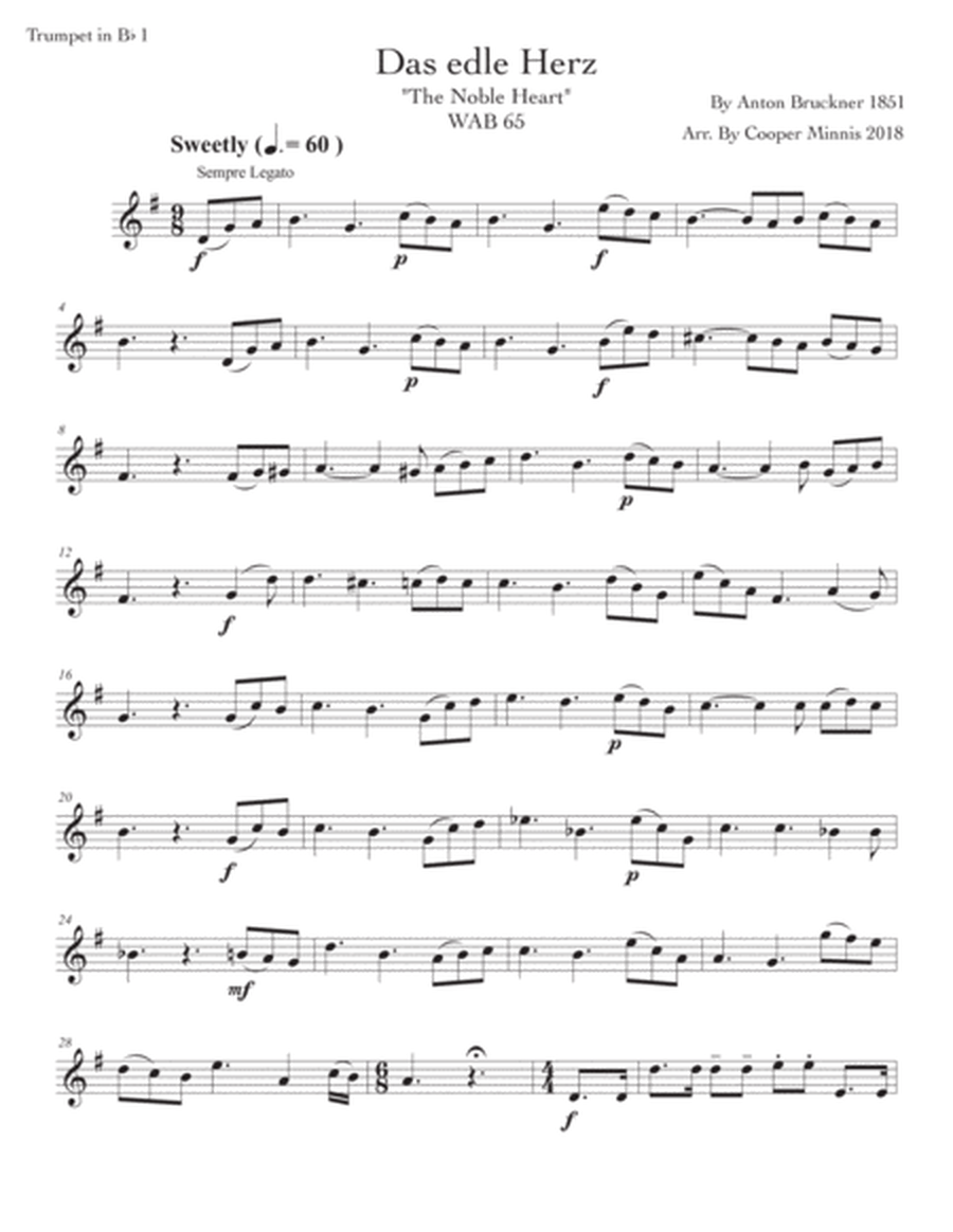 Three Pieces by Anton Bruckner: Trumpet Quartet- Individual Parts