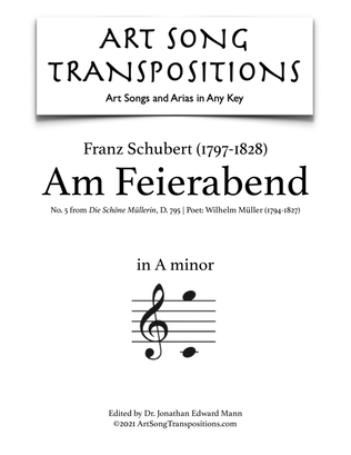 Book cover for SCHUBERT: Am Feierabend, D. 795 no. 5 (transposed to A minor)