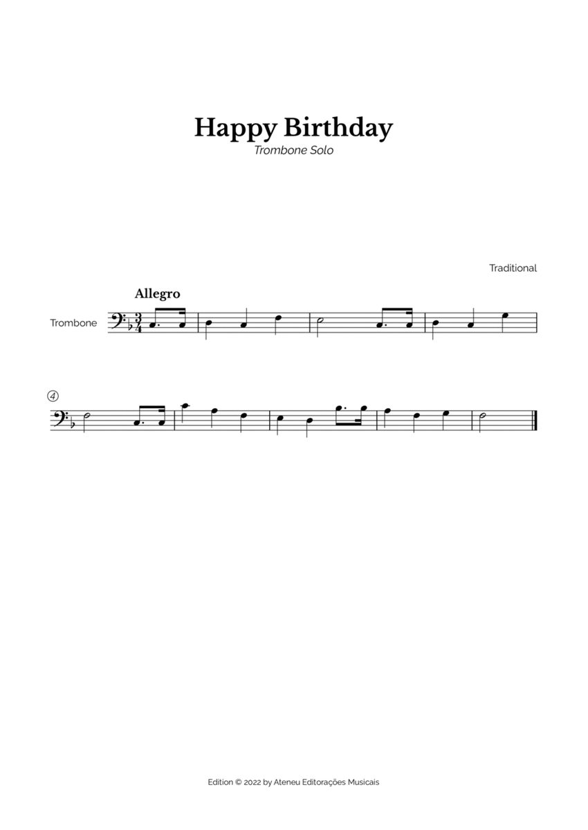 Happy Birthday for Easy Trombone image number null