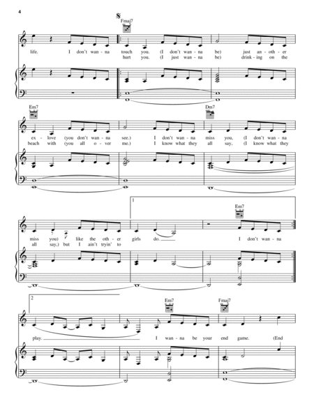 End Game sheet music for guitar solo (easy tablature) (PDF)